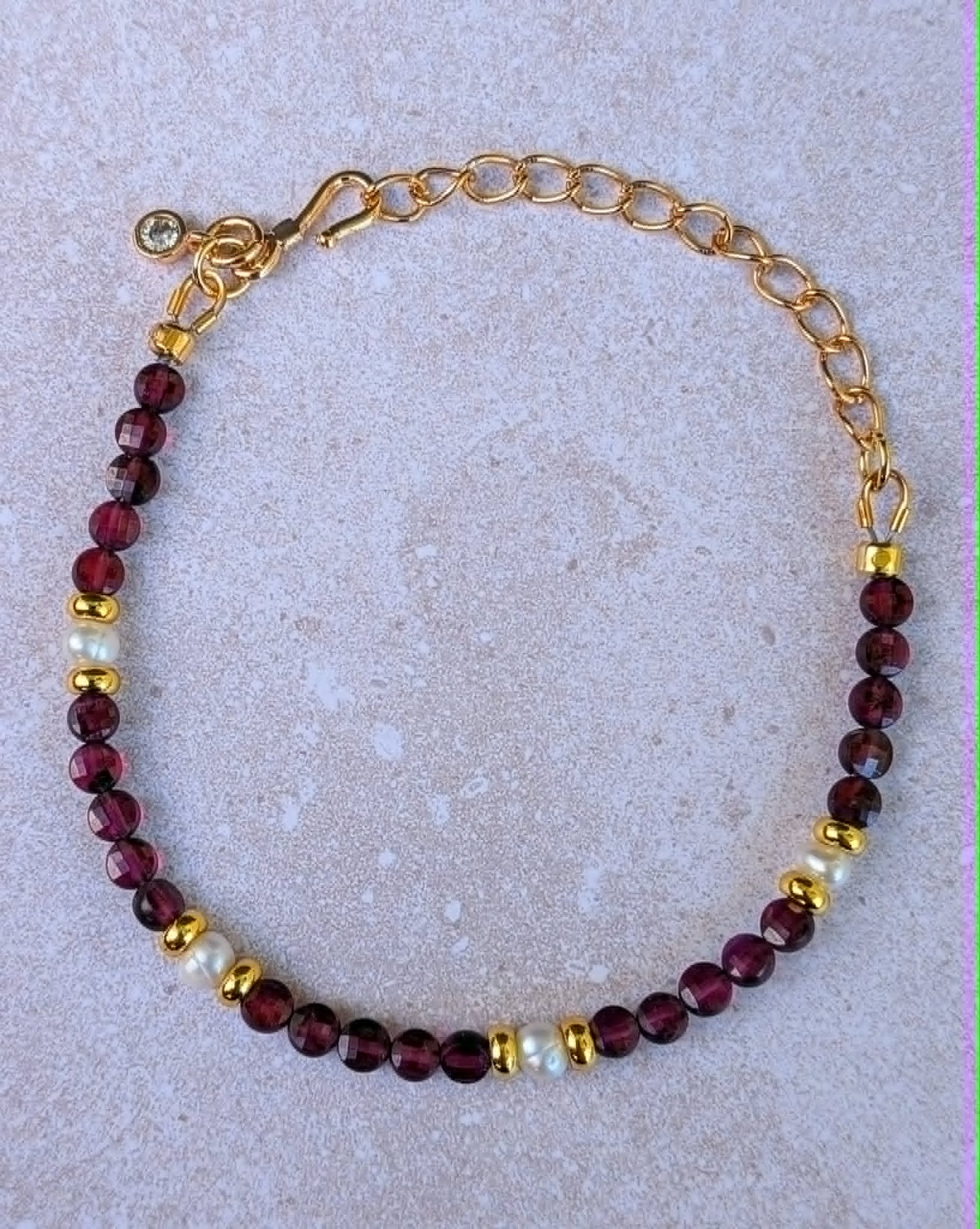 Garnet and Pearl Bracelet