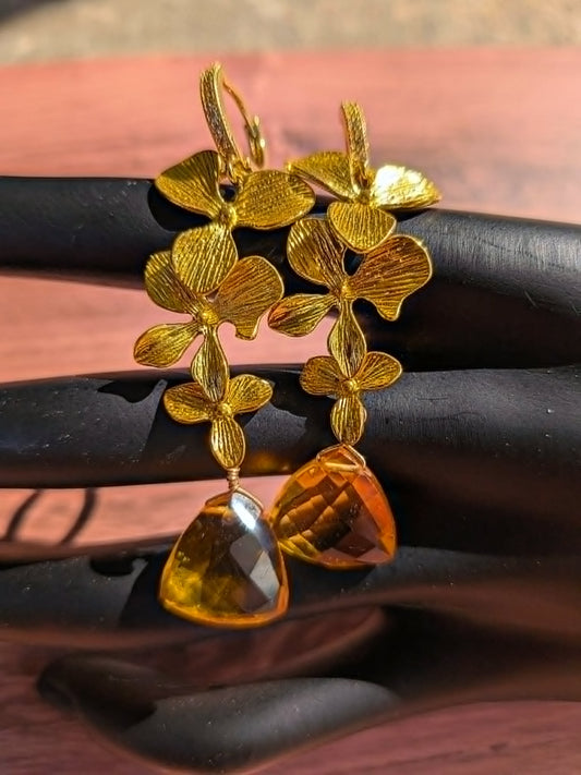 Golden Orchid Earrings