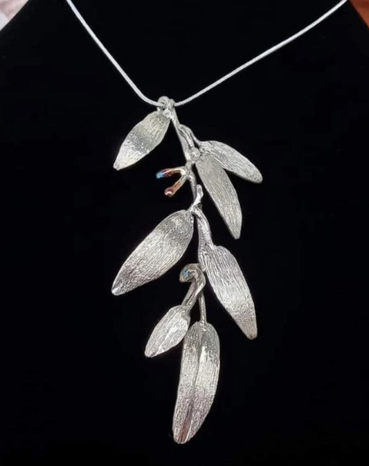 Silver Olive Branch Necklace