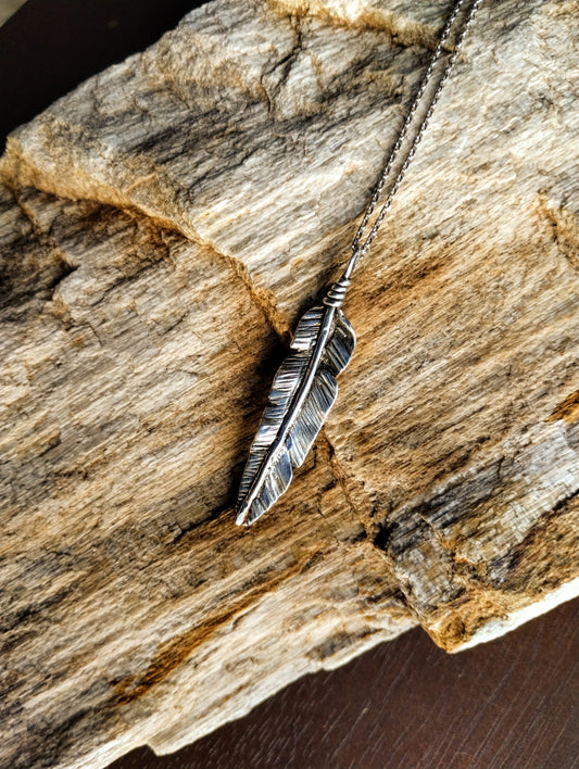 Sterling Silver Feather Necklace