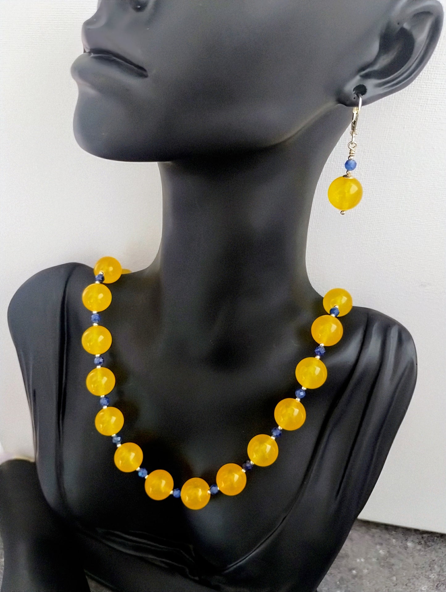 Yellow Jade & Blue Kyanite Necklace