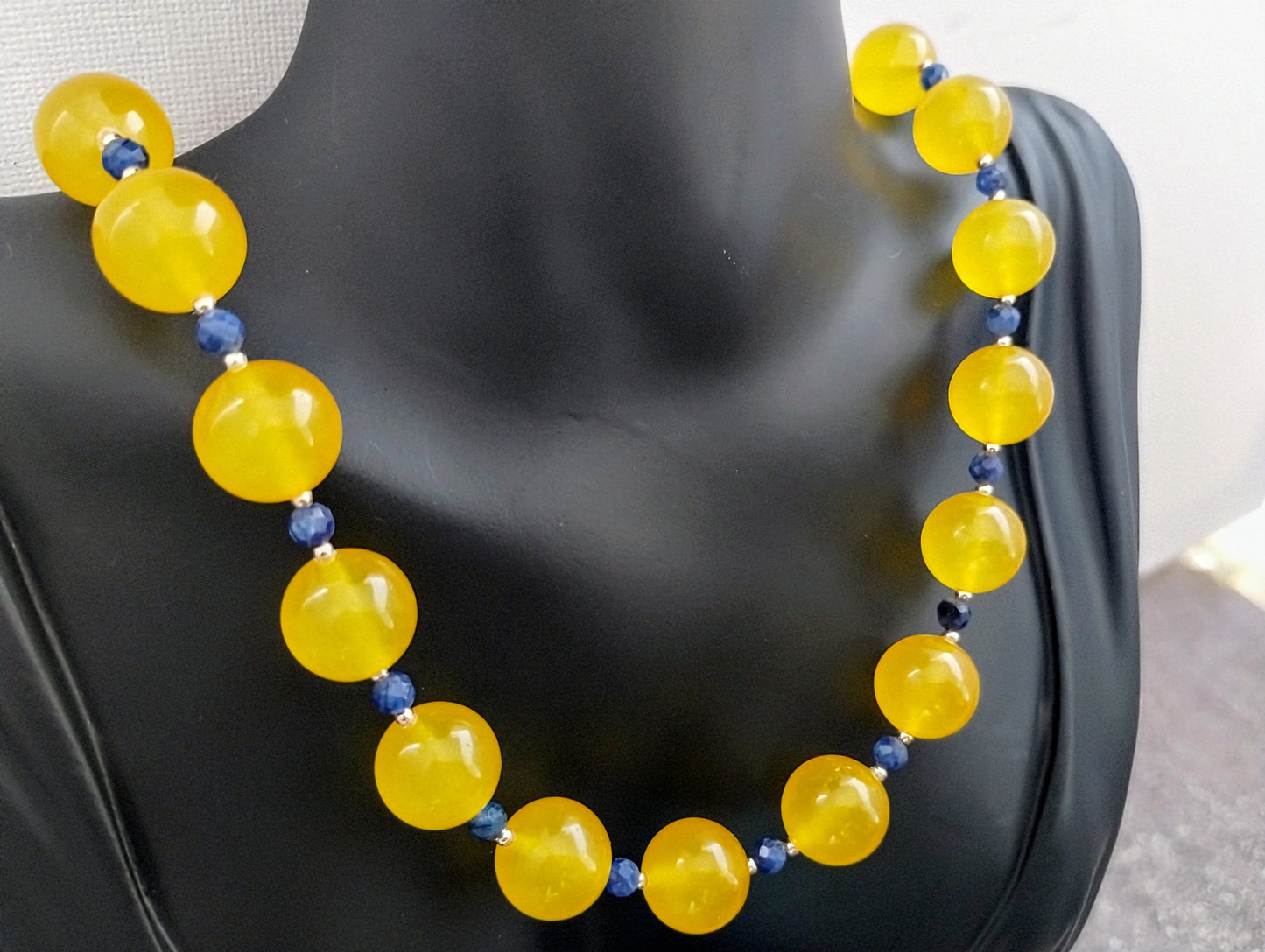 Yellow Jade & Blue Kyanite Necklace
