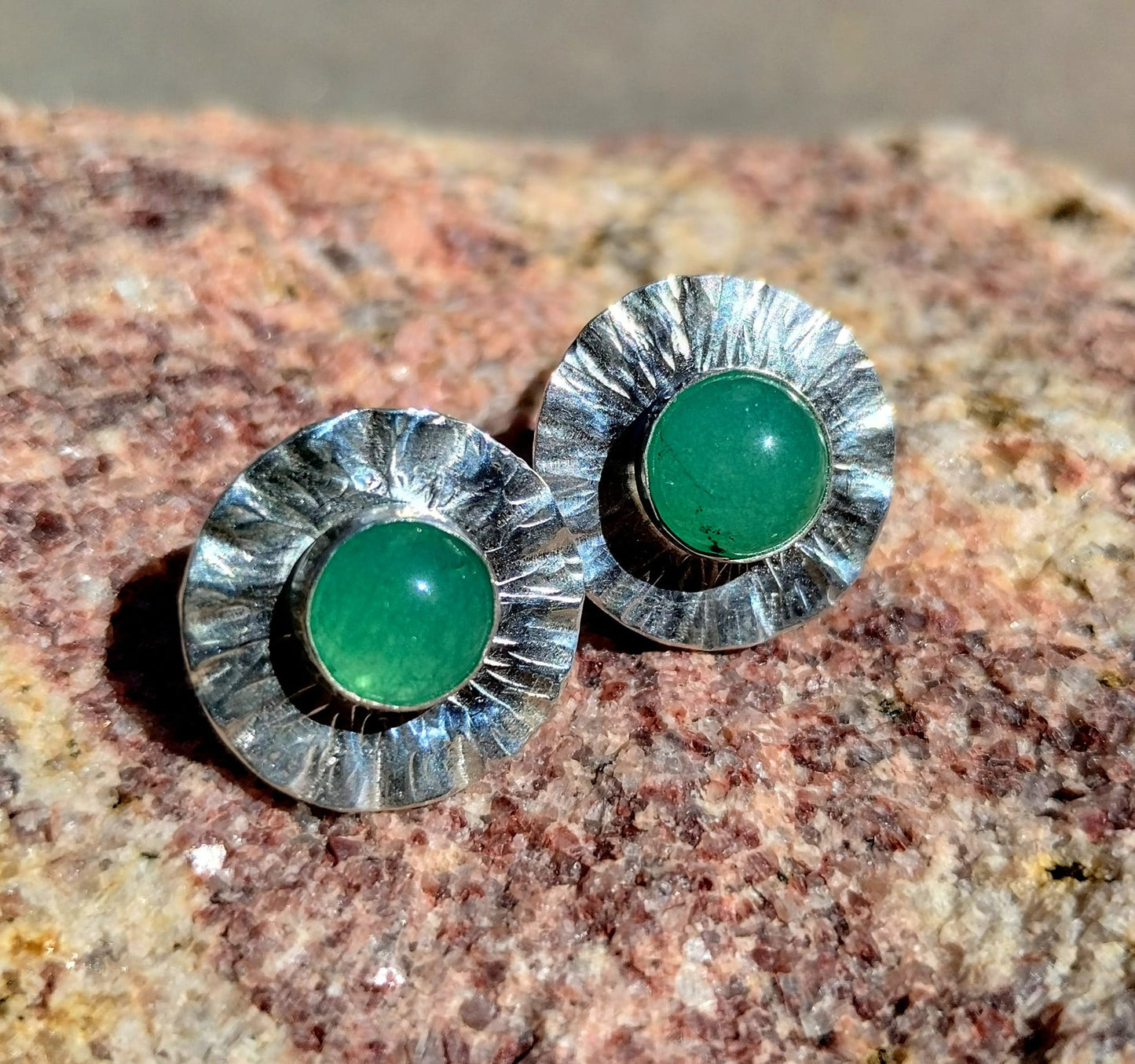 Aventurine and Sterling Silver Stud Earrings