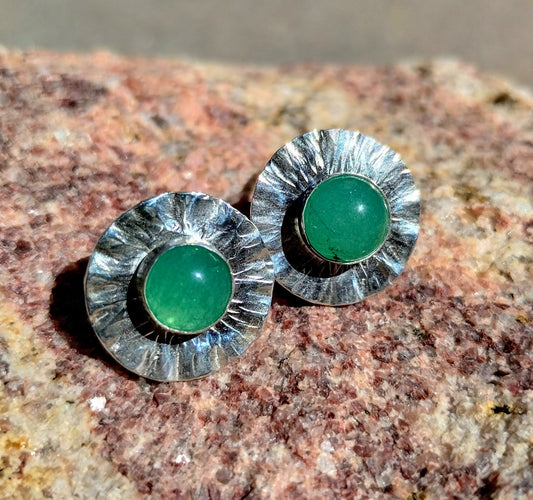 Aventurine and Sterling Silver Stud Earrings