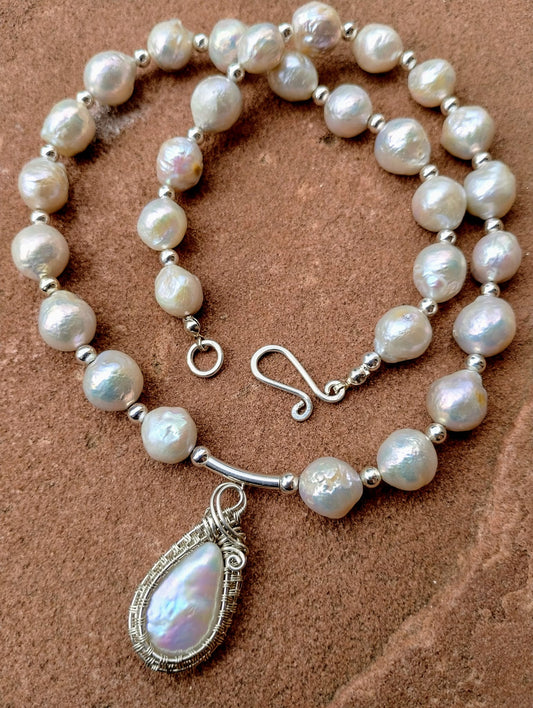 Baroque Pearl and Sterling Silver Necklace