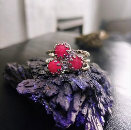 Elegant Ruby Stacking Rings