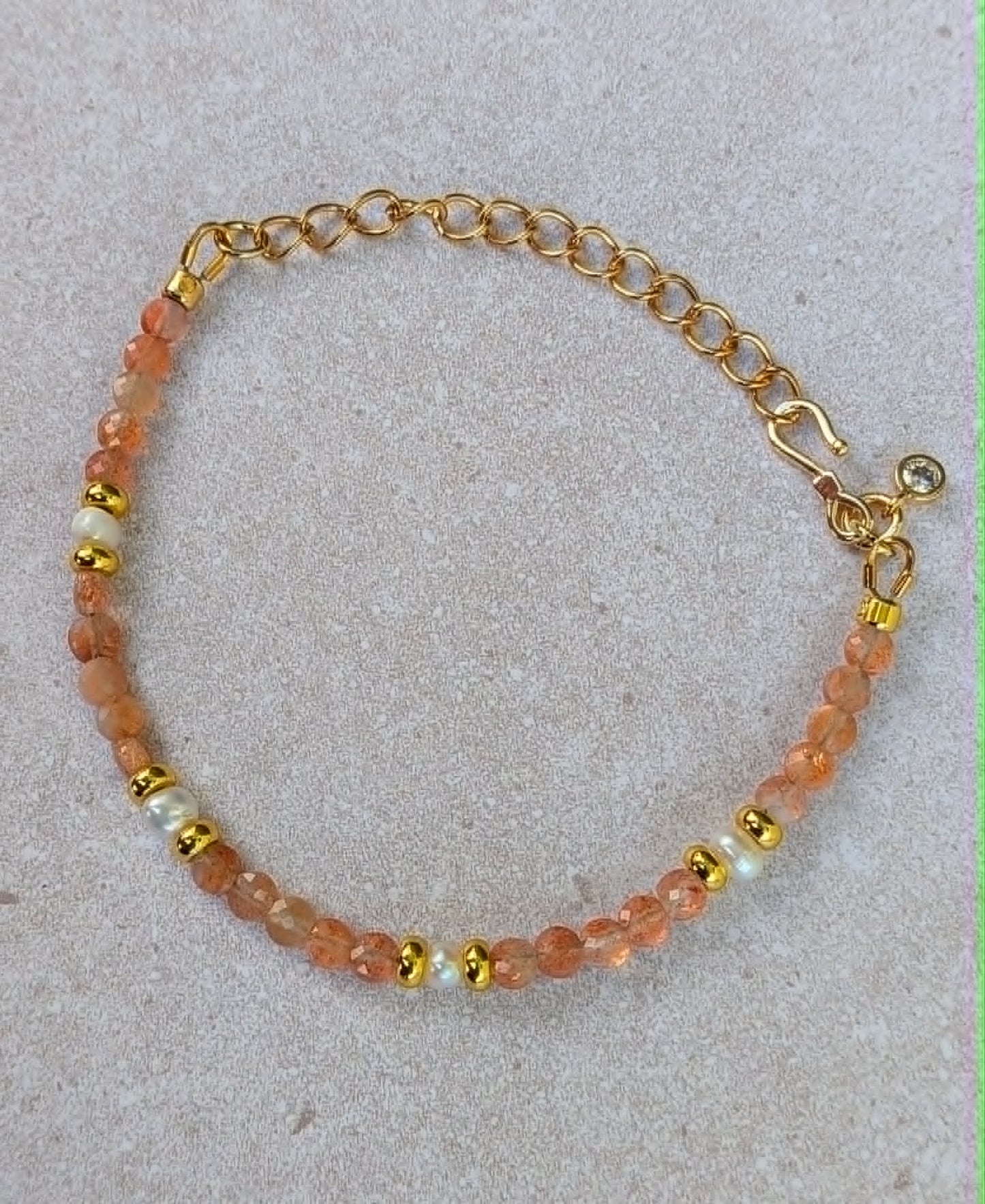 Sunstone and Pearl Bracelet