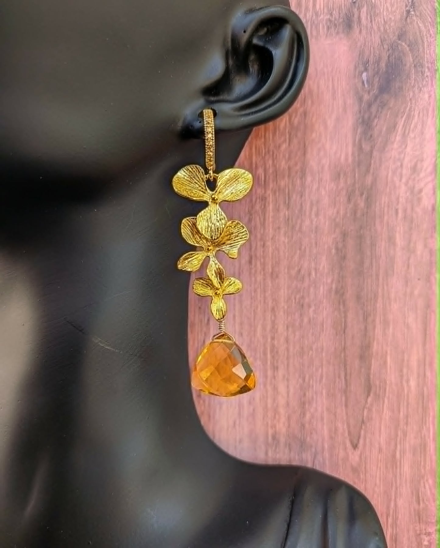 Golden Orchid Earrings