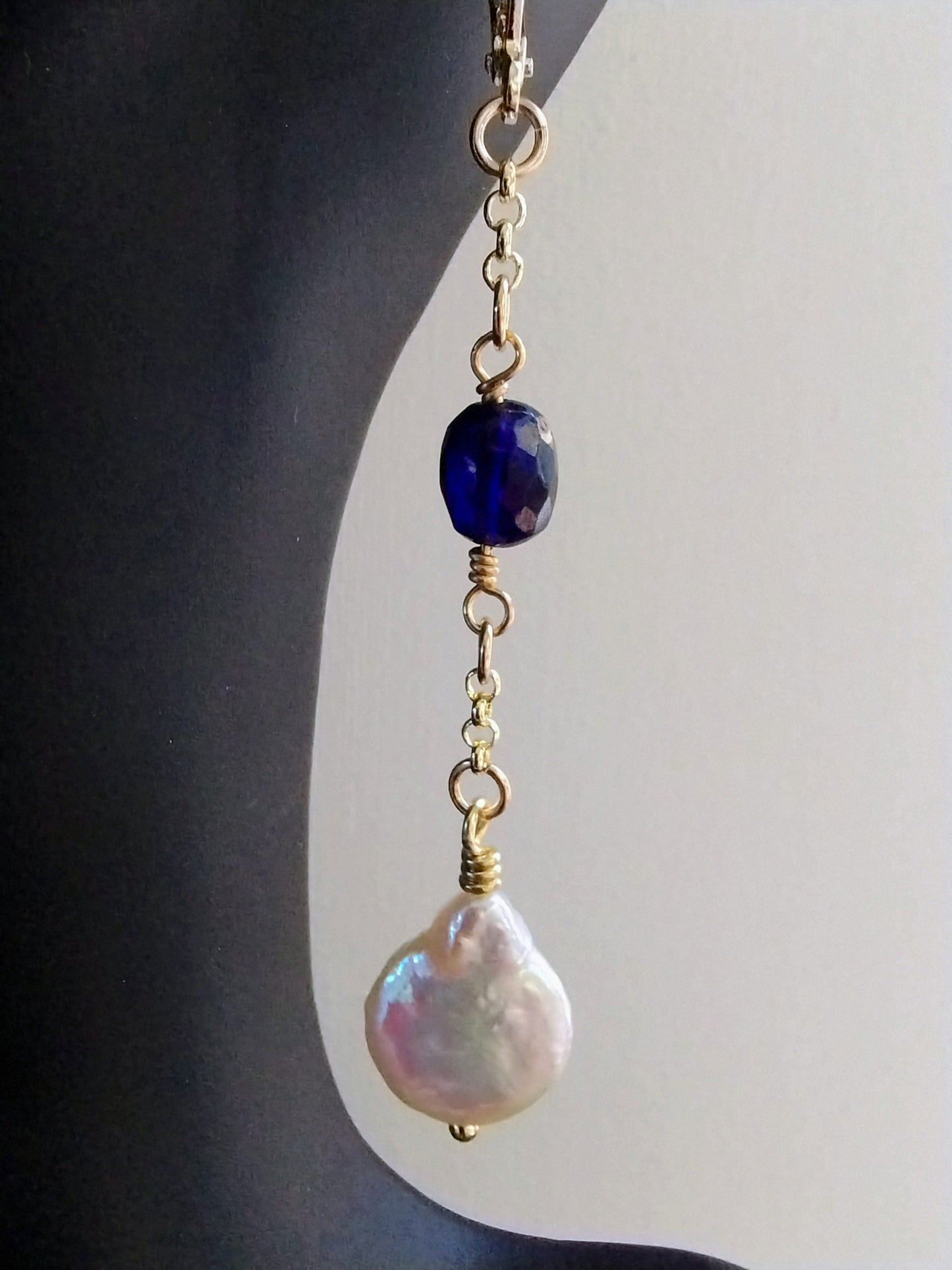Sapphire & Pearl Cascade Earrings – 14kt Gold-Filled