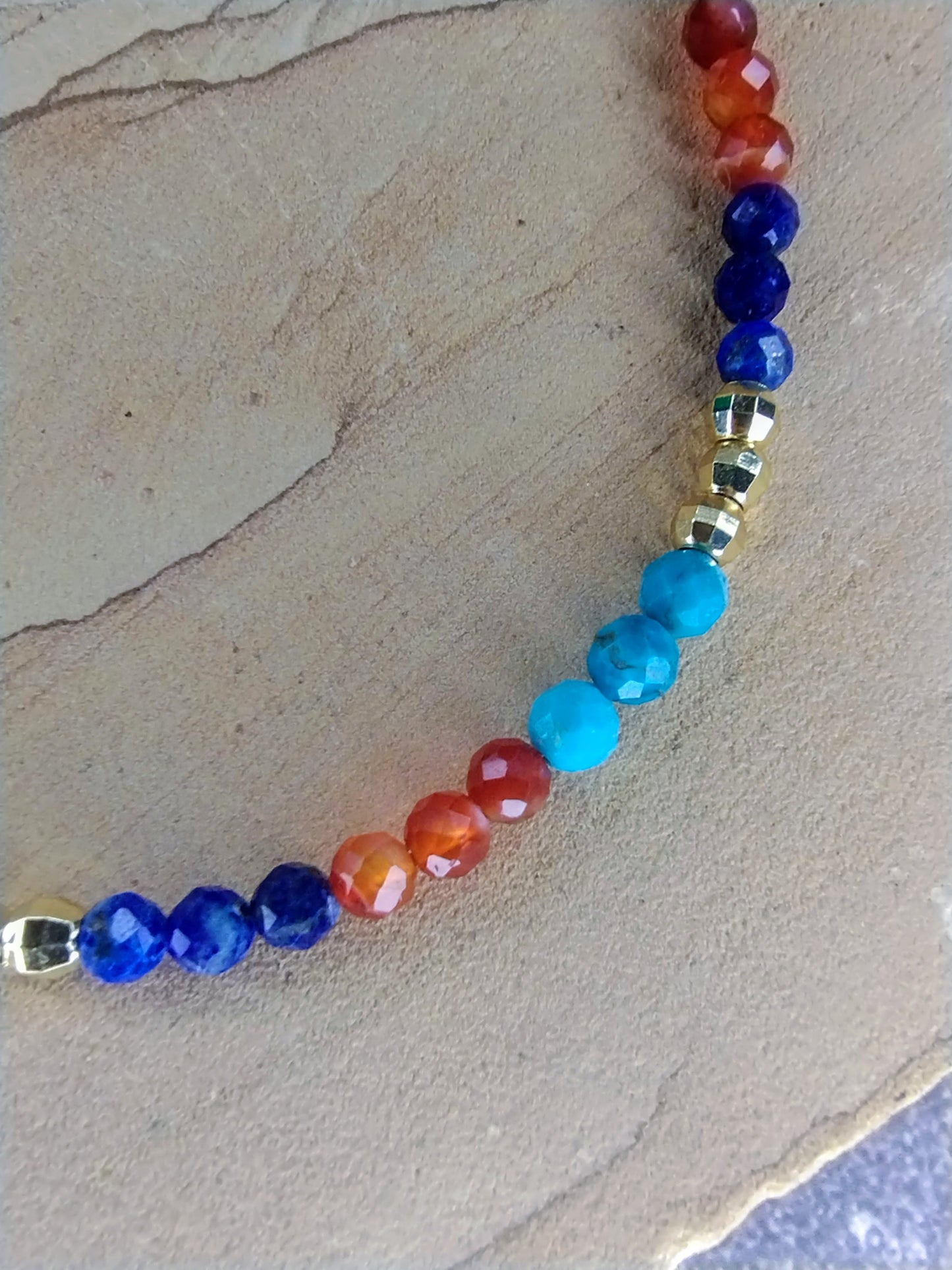 Lapis, Turquoise & Carnelian Mosaic Bracelet
