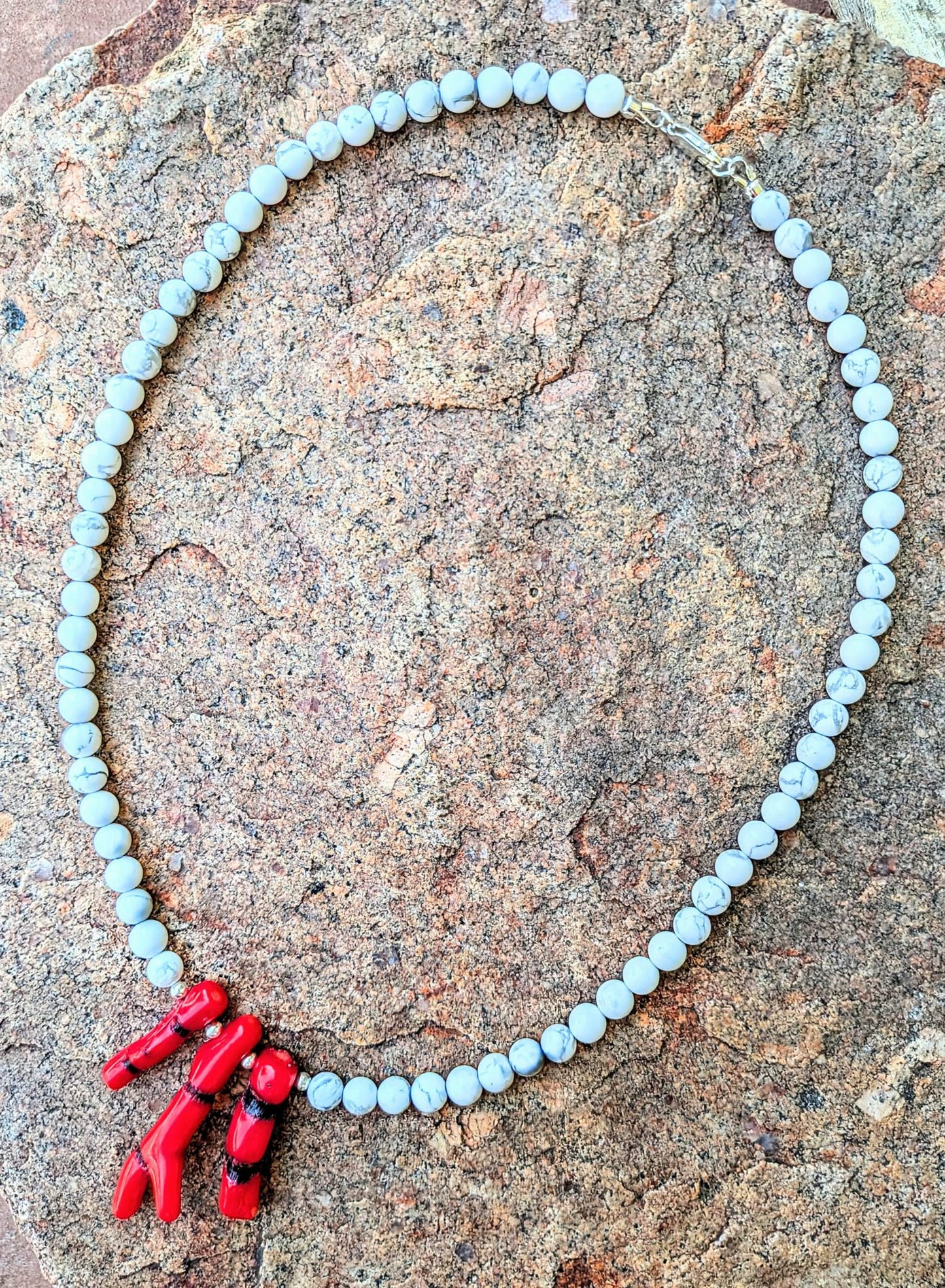 Howlite & Bamboo Coral Necklace